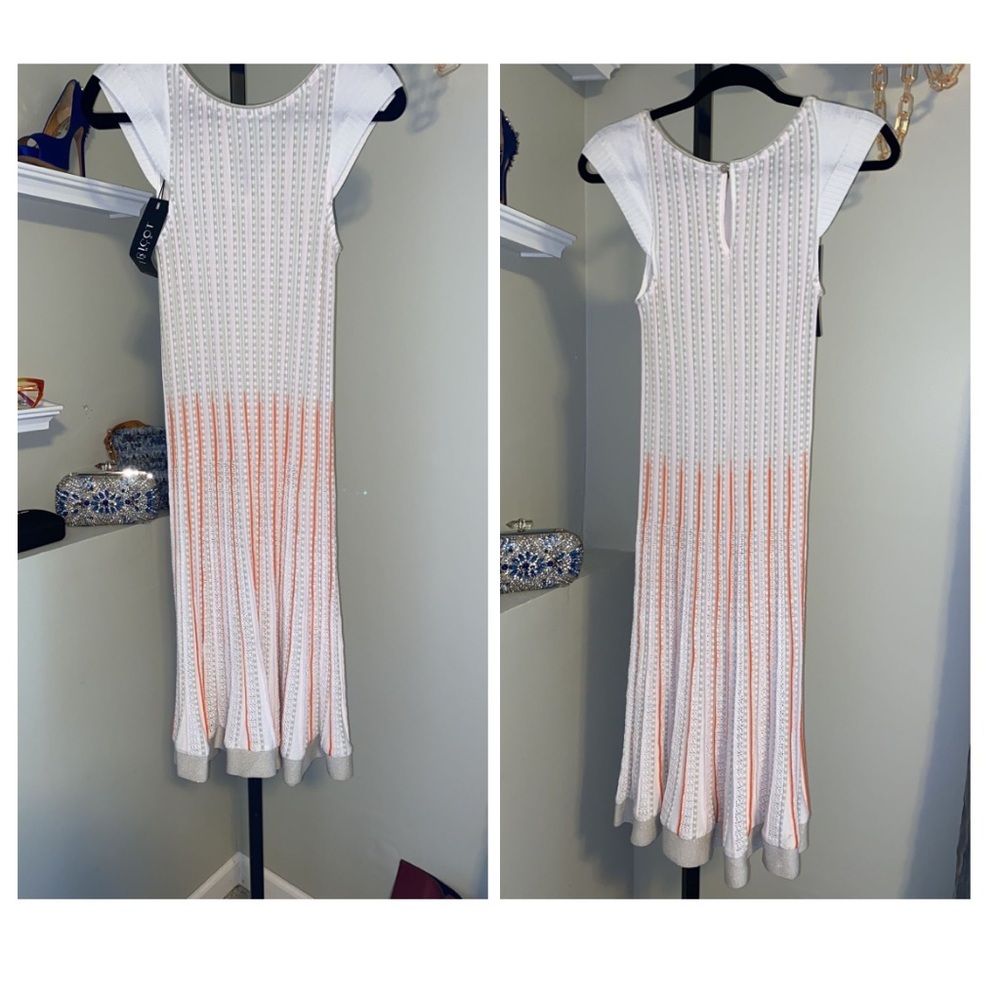 Tricot Chic Dress - White/Orange